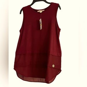 Micheal Kors sleeveless layered top with chiffon border